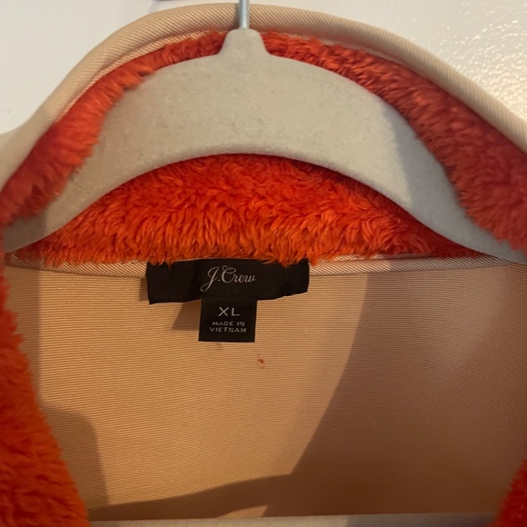 J. Crew Superplush Sherpa Full Zip Jacket Orange Colorblock - Picture 5 of 16